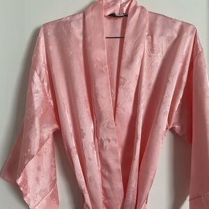 Vintage Christian Dior Pink Satin Floral Robe